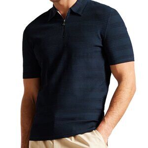 Ted Baker London Stree Textured Stitch Polo Sweater in Navy, 6 XXL